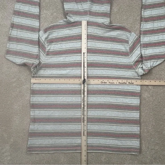 Lucky Brand Knit Wear Hoodie Large Gray & Red Stripe Pullover Casual Preppy Men - Picture 11 of 15